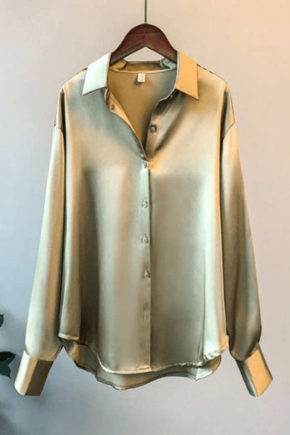 Taylor Women's Loose Fit Satin Blouse with Button-Down Design 1