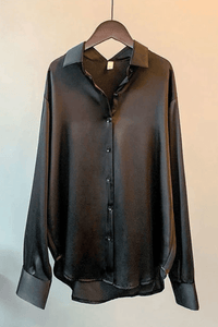 Taylor Women's Loose Fit Satin Blouse with Button-Down Design 2