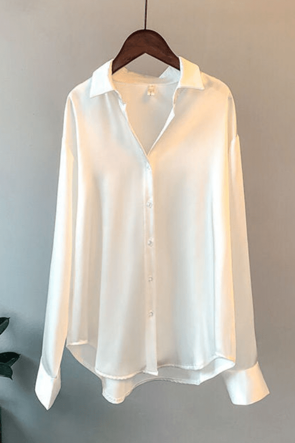 Taylor Women's Loose Fit Satin Blouse with Button-Down Design 3