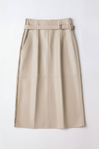 Vella - High-Waisted Sheepskin Leather Skirt with Asymmetrical Design & Pockets 1