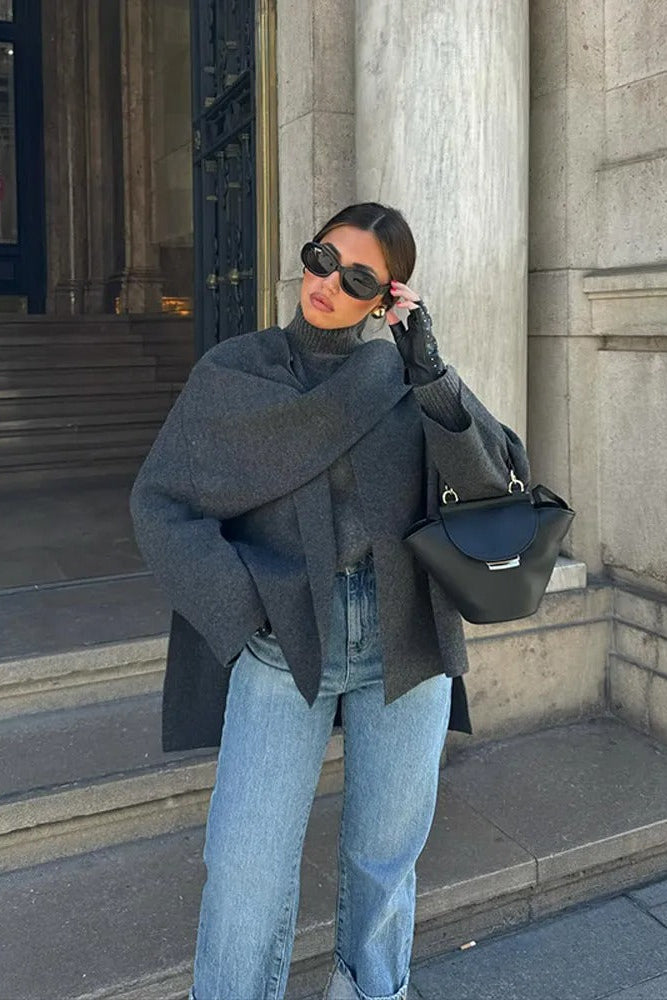 Viral Cape Coat with Elegant Shawl Collar - Stylish Coat with Capelet for Women 3