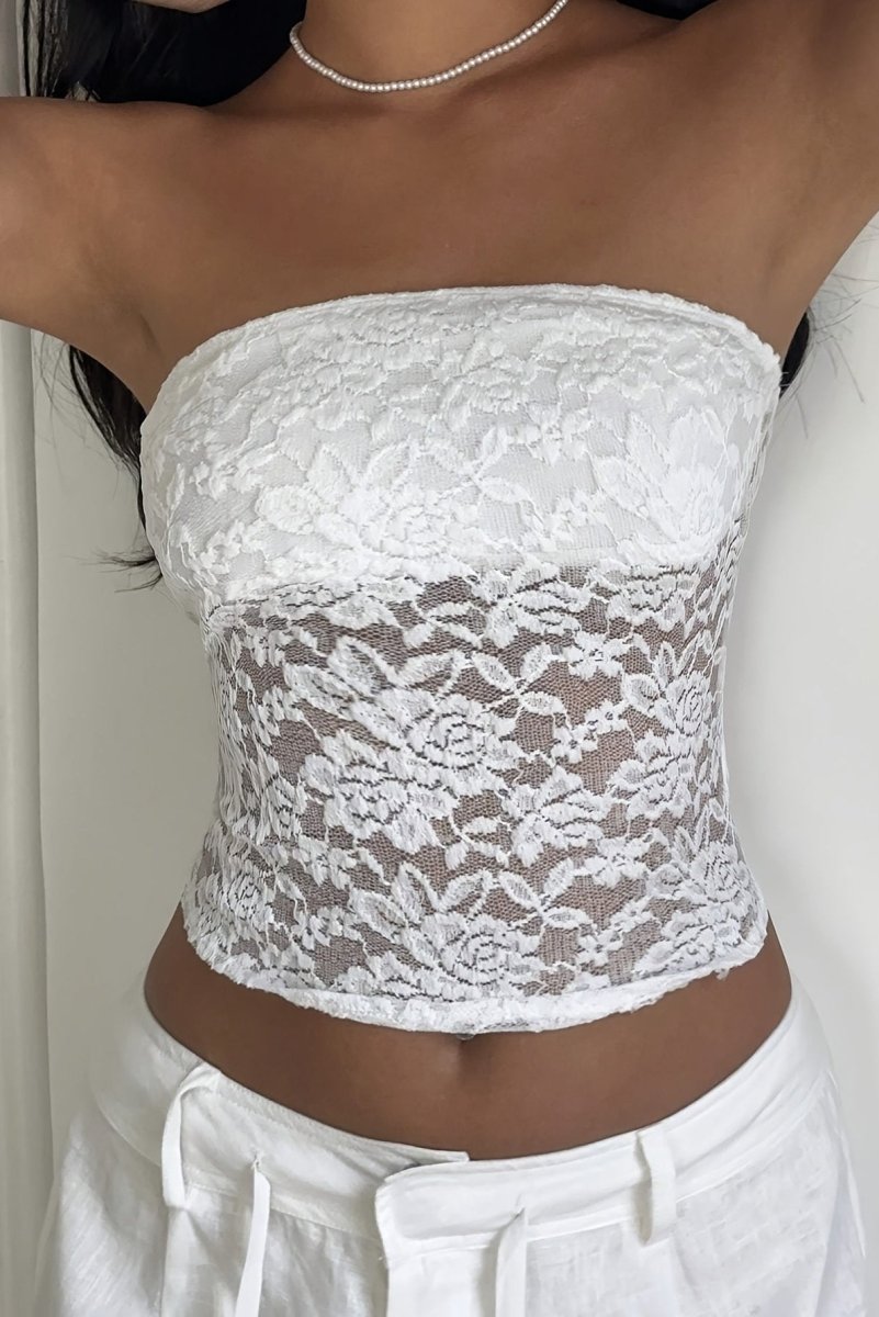 Vivienne - Lace Strapless Semi-Sheer Top