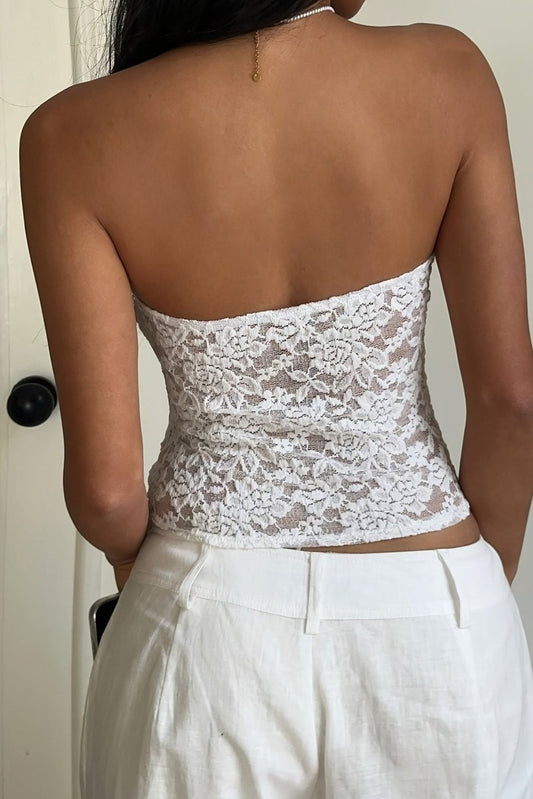 Vivienne - Lace Strapless Semi-Sheer Top