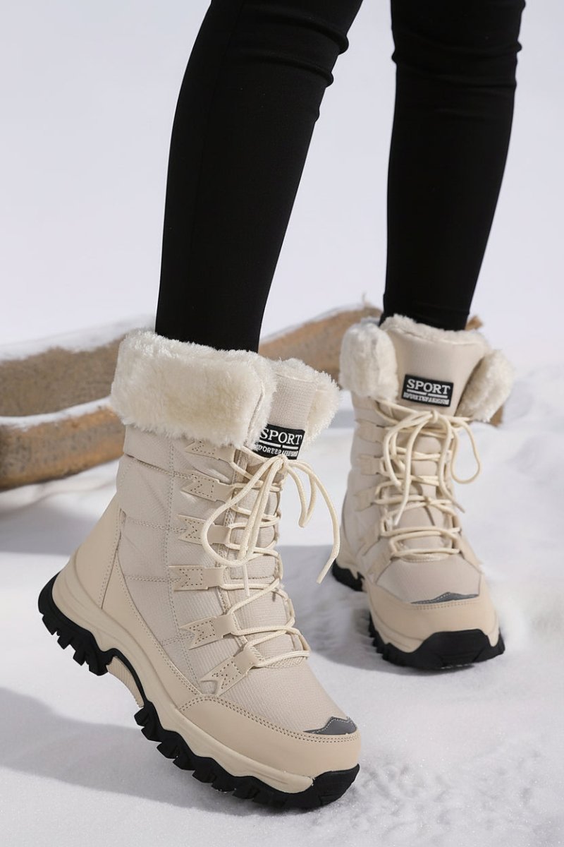 WARMFASHION – Fashionable women's winter ankle boots with plush lining & secure sole 0