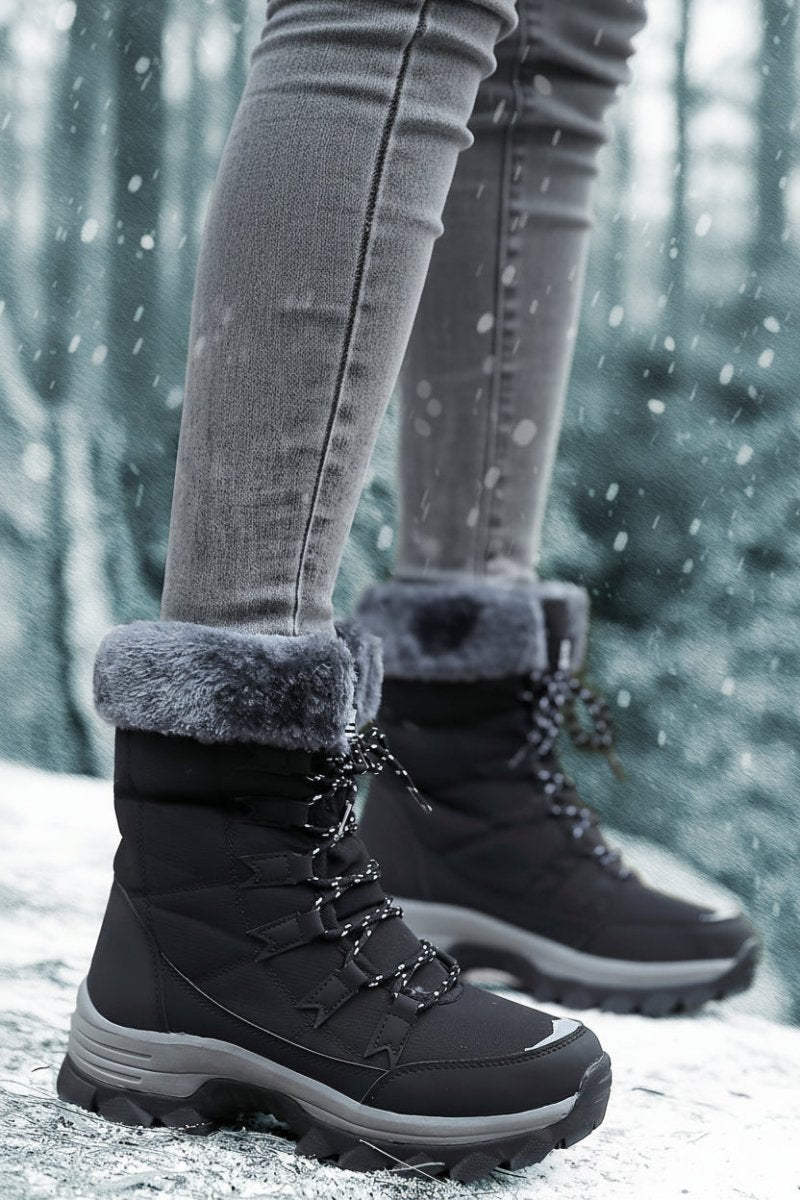 WARMFASHION – Fashionable women's winter ankle boots with plush lining & secure sole 6