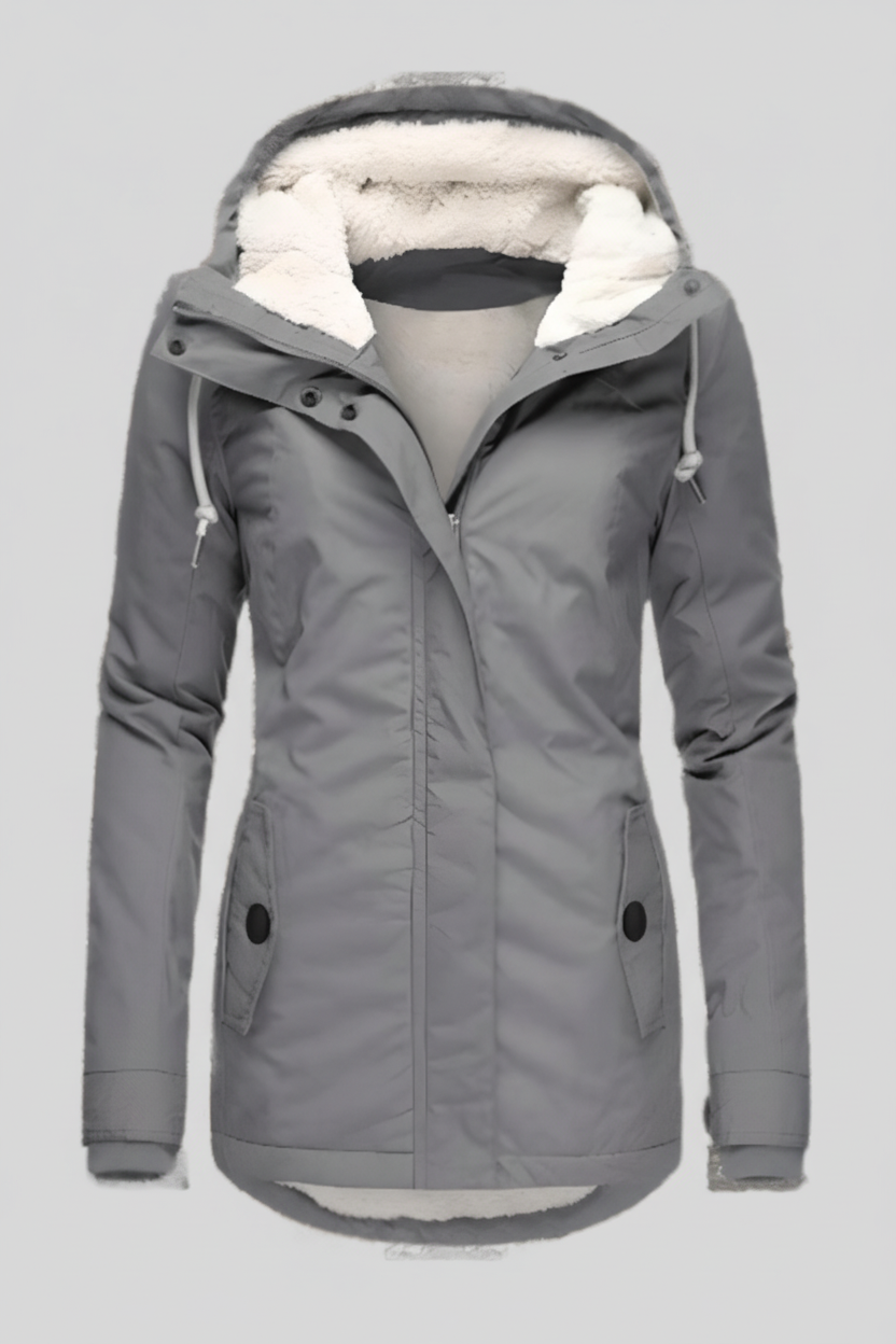Warm Black Puffer Jacket for Women - Water-Repellent Winter Coat with Hood 0