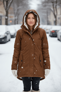 HEATDRIFT – Warm Women’s Puffer Coat with Hood and Weather Shield