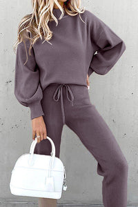 Women's Soft Loungewear Set - Cozy Sweater & High Waist Lounge Pants 3