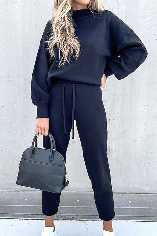 Women's Soft Loungewear Set - Cozy Sweater & High Waist Lounge Pants 4