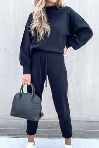 Women's Soft Loungewear Set - Cozy Sweater & High Waist Lounge Pants 4