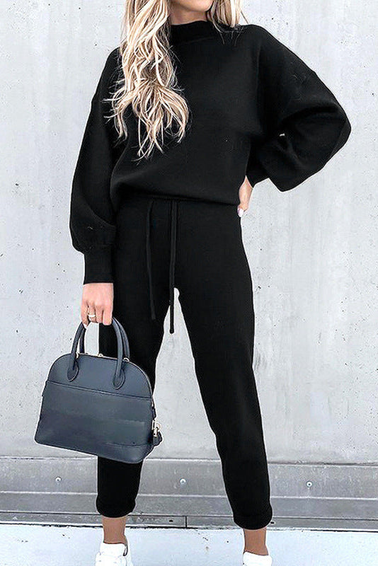 Women's Soft Loungewear Set - Cozy Sweater & High Waist Lounge Pants 6