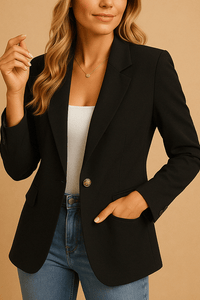 Hadley – Minimalist Stretch Blazer with Hidden Fastenings and Softness