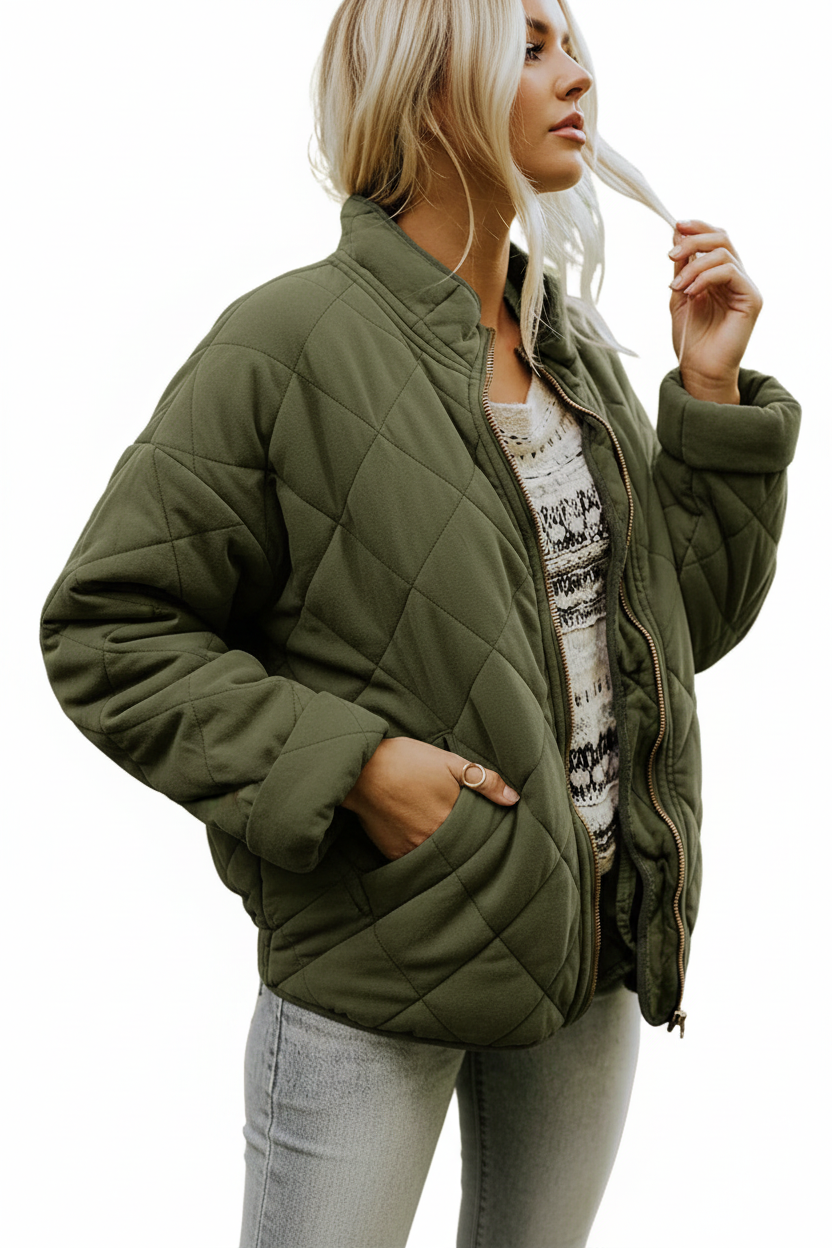 Zoe - Women's Quilted Puffer Jacket for Winter Coats, Zip-Up Casual Style 0