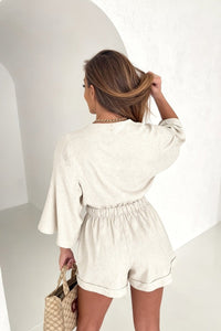 ELONA – Ruffled Waist Linen Casual Romper
