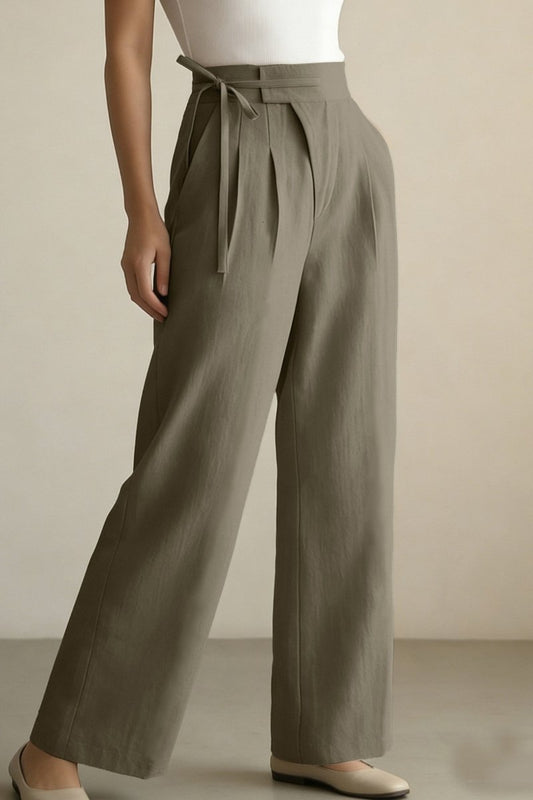 CYRELLA – Draped Wide-Leg Casual Slacks