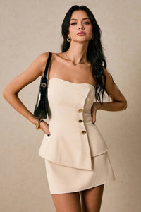 Saylor – Apricot Bustier Top & Mini Skirt Set