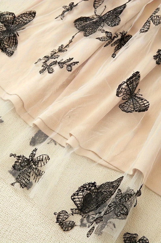 Violet Row - Lace Embroidered Midi Dress