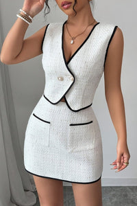 Xaya – Refined Sleeveless Top and A-Line Skirt with Pocket Detail