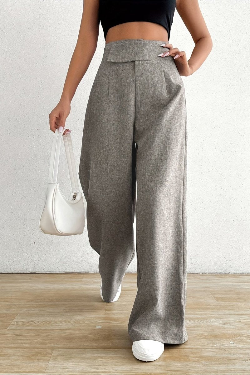 KAZMIRA – Elegant Asymmetrical Waist Wide-Leg Pants
