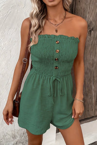 Morgan – Flattering Strapless Romper with Button Front