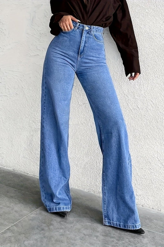 KIENZ – High-Waisted Mid-Blue Flare Jeans