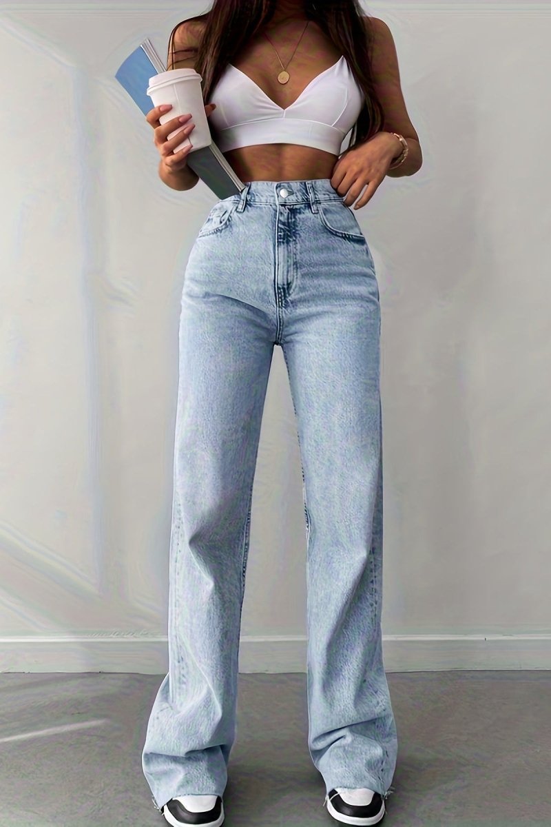 CAMBRIA – Trendy Raw Edge Denim Jeans