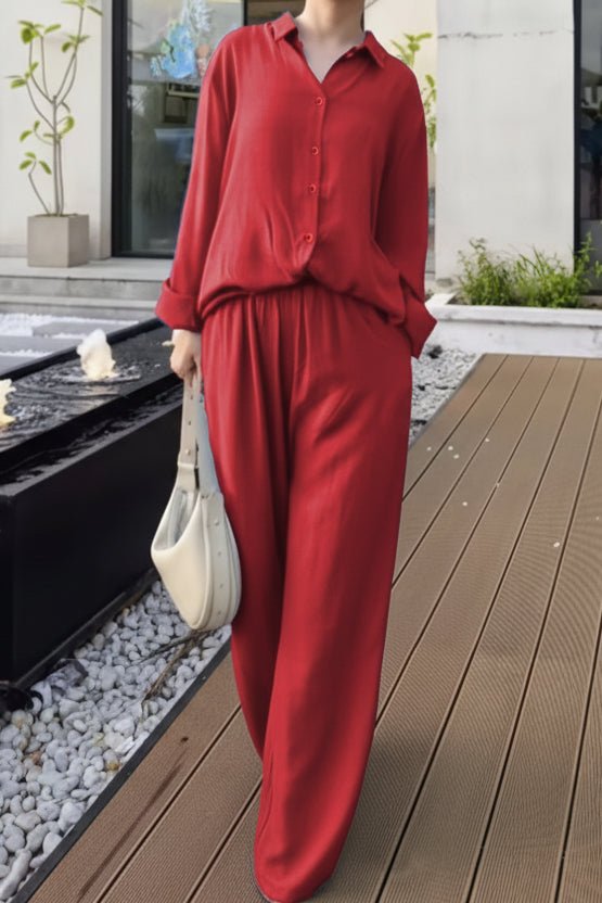 CANDACE – Plus Size Women’s Linen Long Sleeve Pant Set