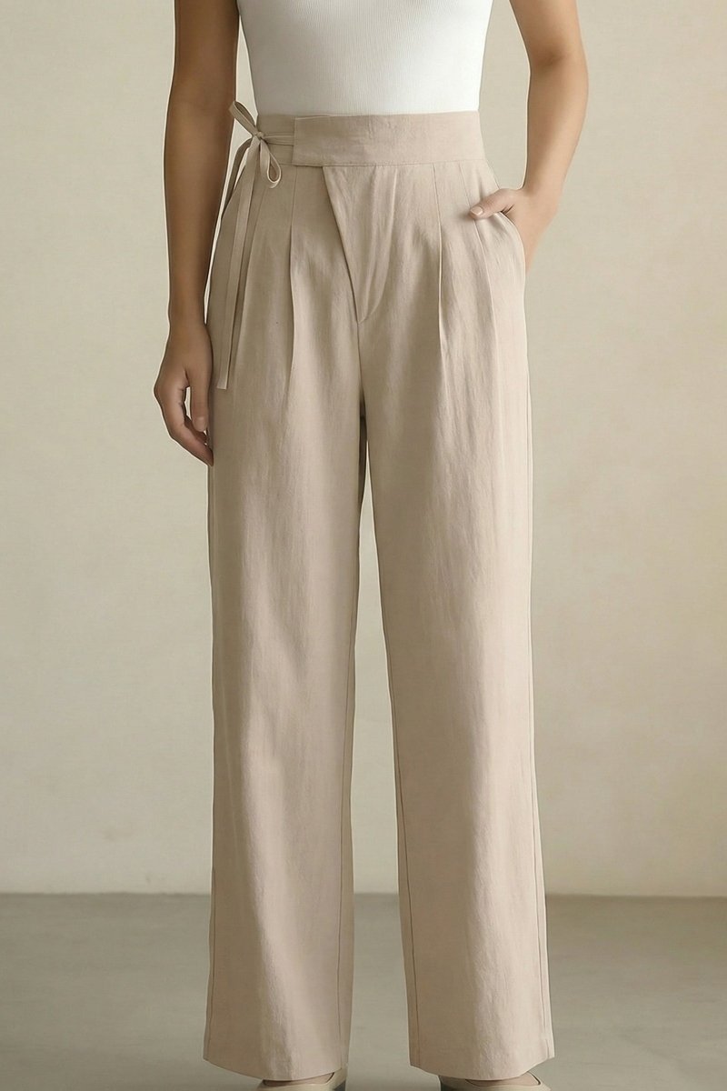 CYRELLA – Draped Wide-Leg Casual Slacks
