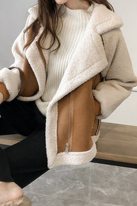 Gilda – Modern Suede Winter Coat with Sculpted Shoulders and Charm